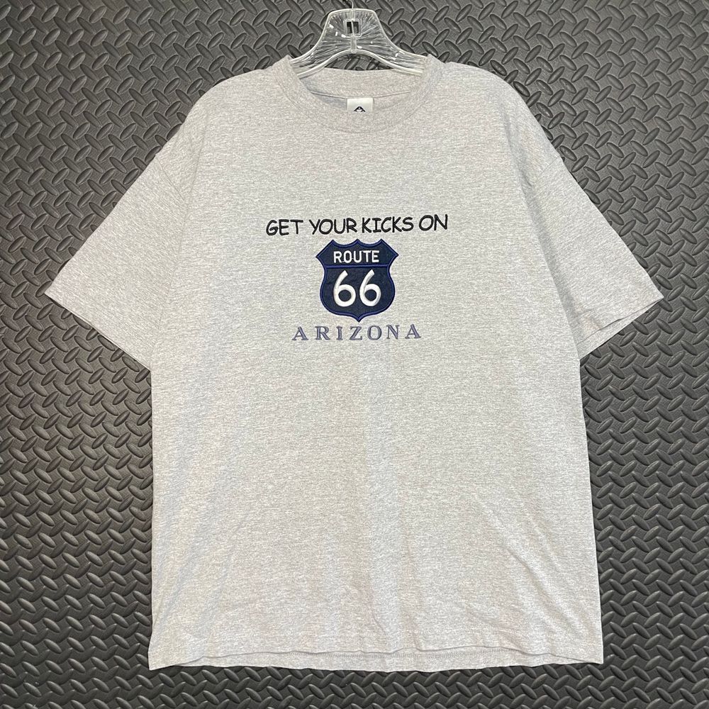 Vintage AAA Gray Arizona Get Your Kicks On Route 66‎ Casual T Shirt Size XL